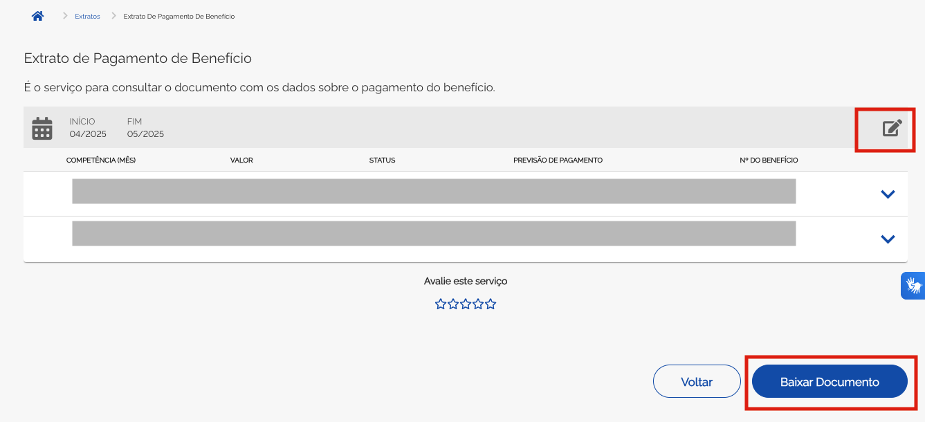 Modal informar período