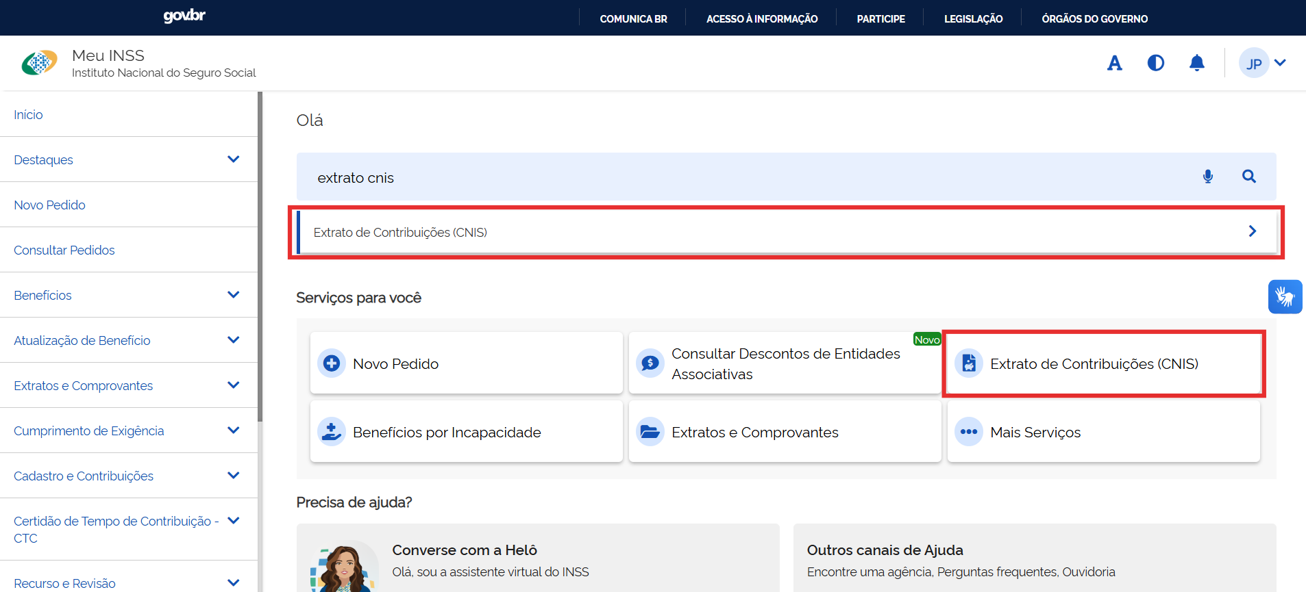 Busca por Extrato CNIS