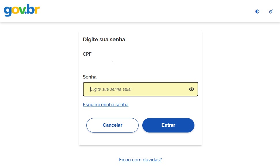 Tela de login do Meu INSS
