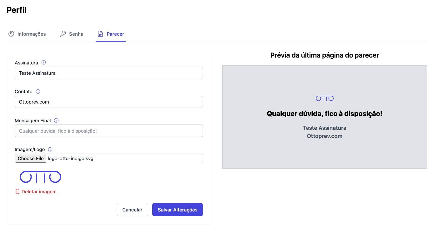 Edição do parecer no OTTO